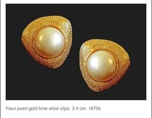 France Bluette 1970s gold tone, faux pearl shoe clips